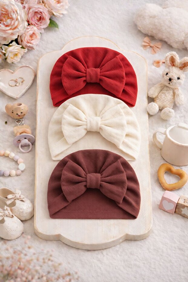 Bow-Tie Baby Bonnet Set of 3