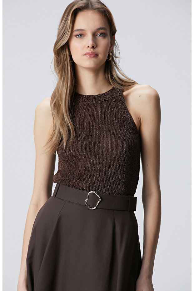 Acı Kahve Halter Yaka Triko - 1