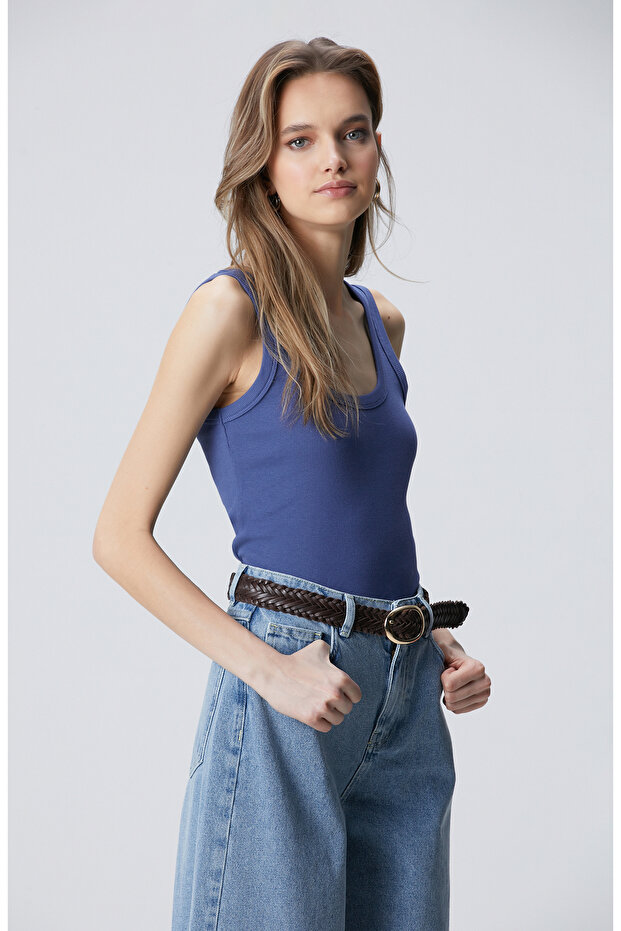 Mavi Basic Örme Atlet - 4