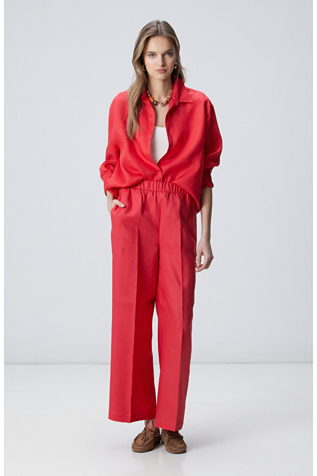 Nar Çiçeği Keten Gömlek - 3