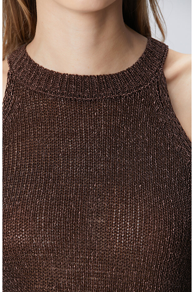 Acı Kahve Halter Yaka Triko - 6