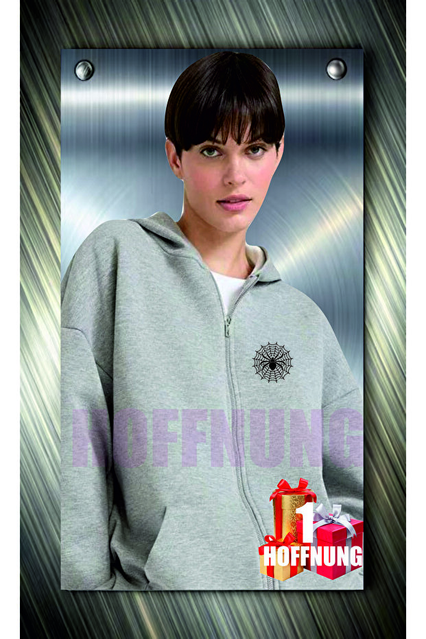 سترة زيب سبايدر منقوشة بخيطين كبيرة الحجم باللون الأسود - 2