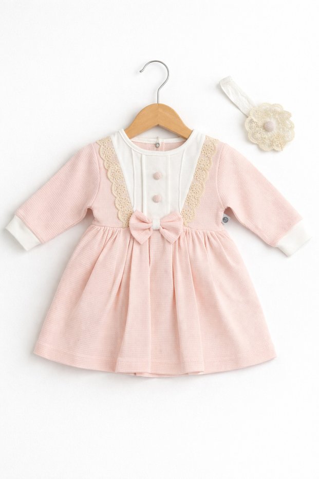 Lace Detailed Floral Appliqué Baby Girl Dress