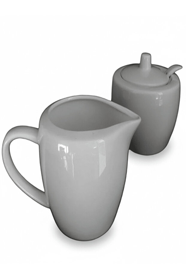Sugar & Cream Pot Set – 2 White Ceramic Pieces (200 ml each)