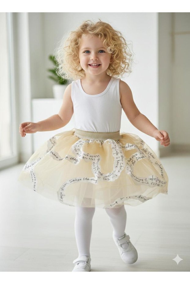 Girl's Special Embroidered Extra Puffy Birthday & Special Occasion Tutu Skirt on Organza Fabric