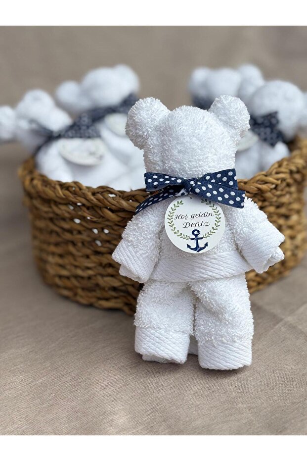 5 Pieces Baby Gift Towel Looking Like a Teddy Bear Hospital Release Newborn Gift Navy Blue