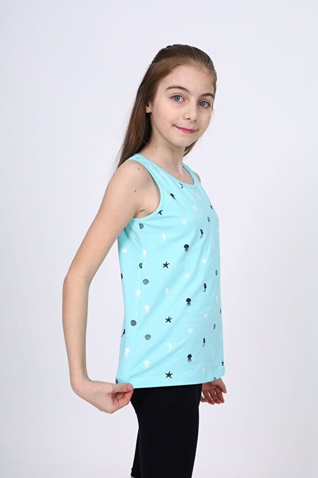 Girl's Printed Crew Neck Basic Undershirt - 3