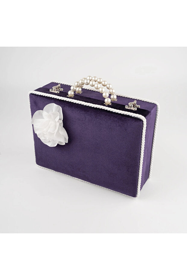 Velvet Chest Dowry Box Quran Box (Purple, Hollow Box)