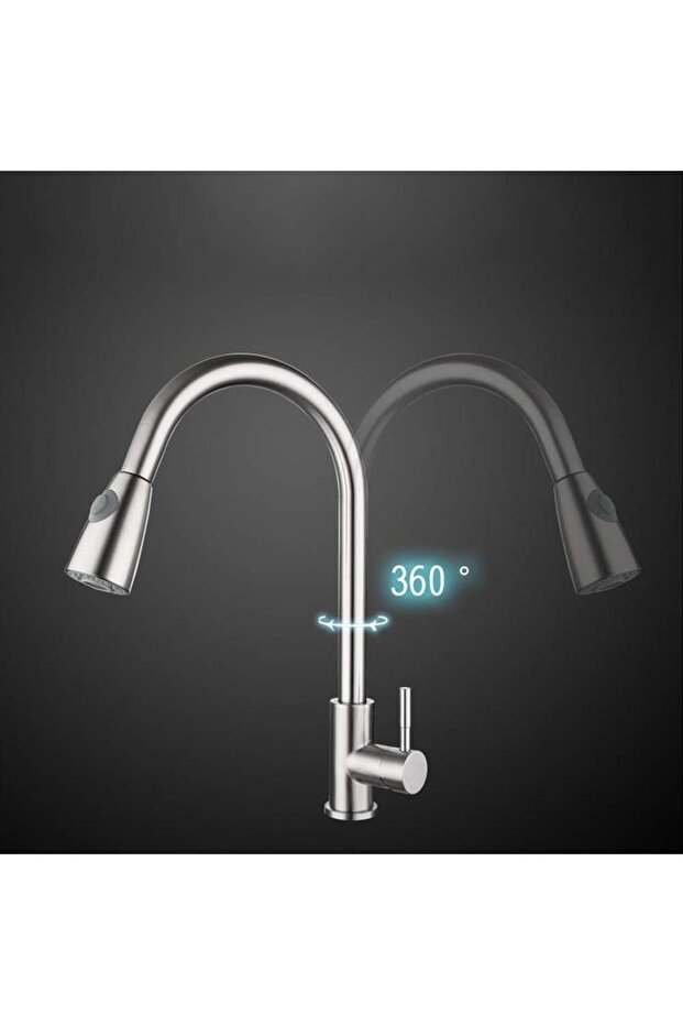 Pull-out kitchen faucet with two spray patterns, silver - 4