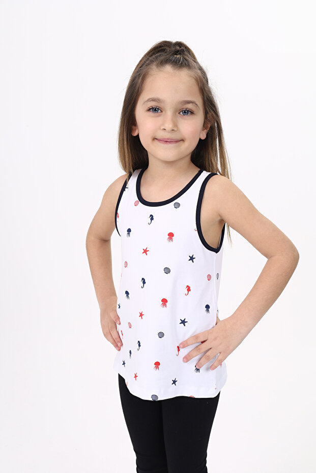 قميص أساسي مطبوع برقبة دائرية للفتيات - 2