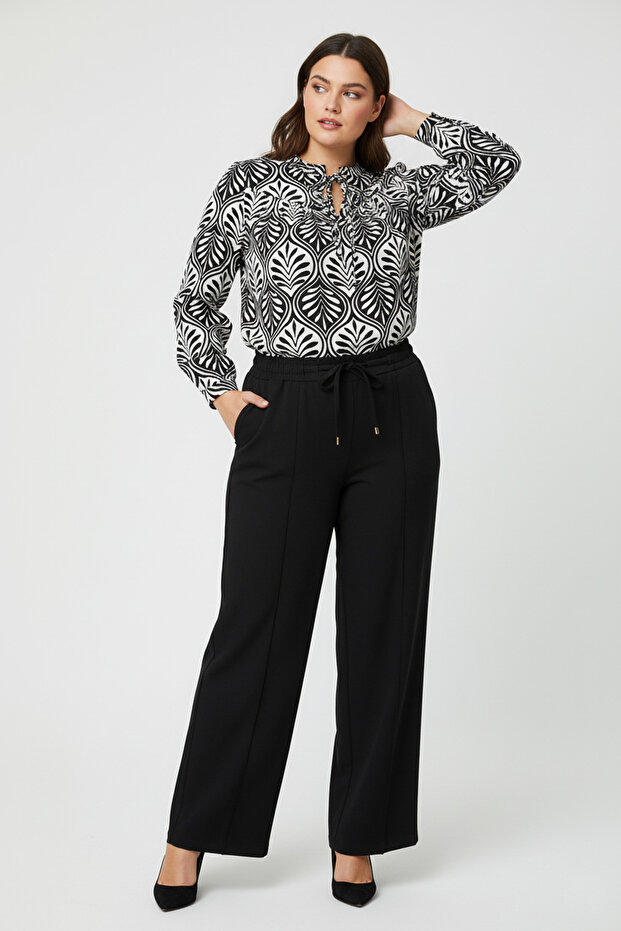 Patterned Loose Cut Blouse - 1