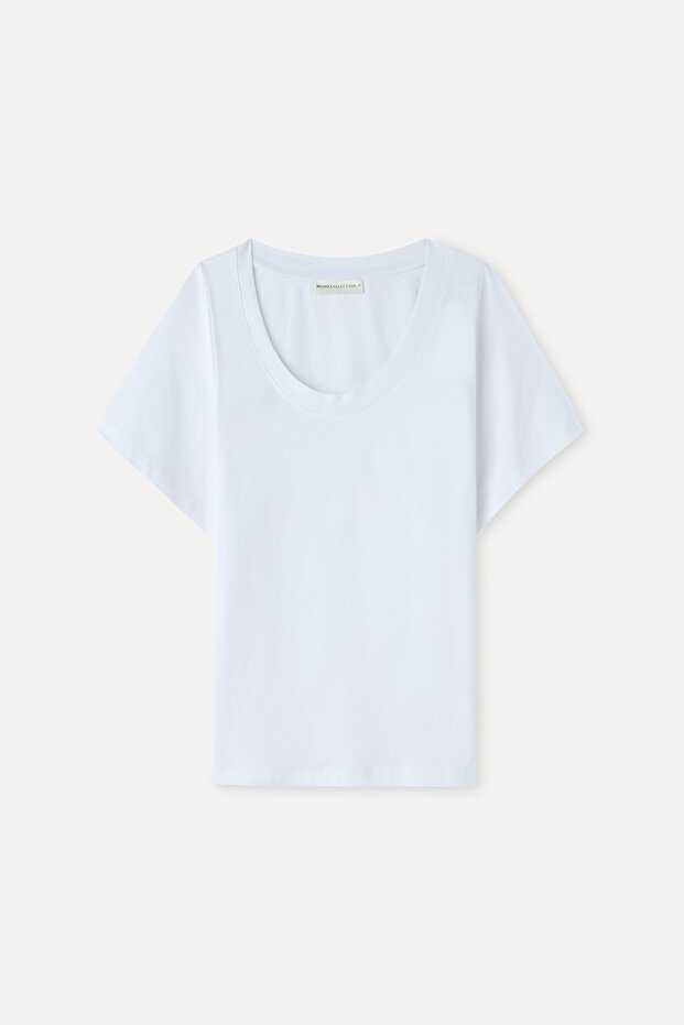 Women's White U-Neck T-Shirt