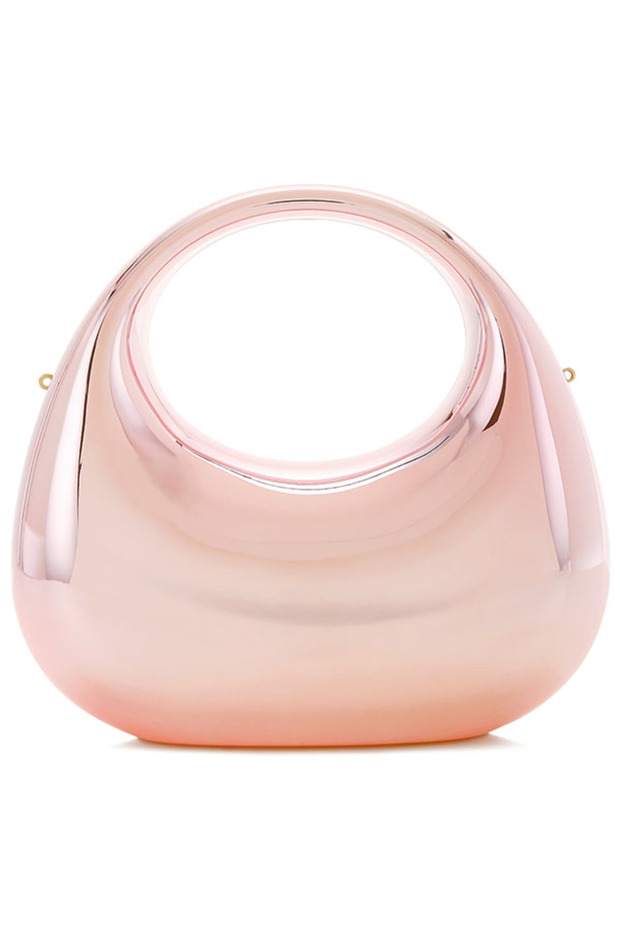 Women Acrylic Metallic Mini Clutch Bag in Light Pink