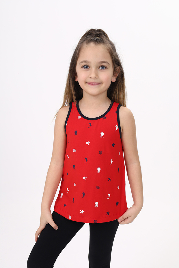 Girl's Printed Crew Neck Basic Undershirt - 1