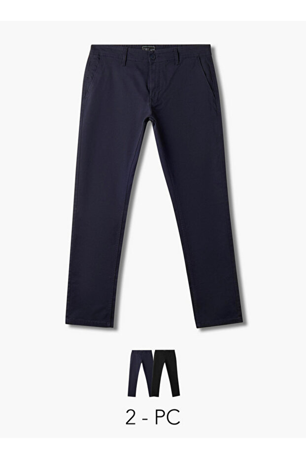 Men Regular Fit Flexi Waist Chinos - Set of 2