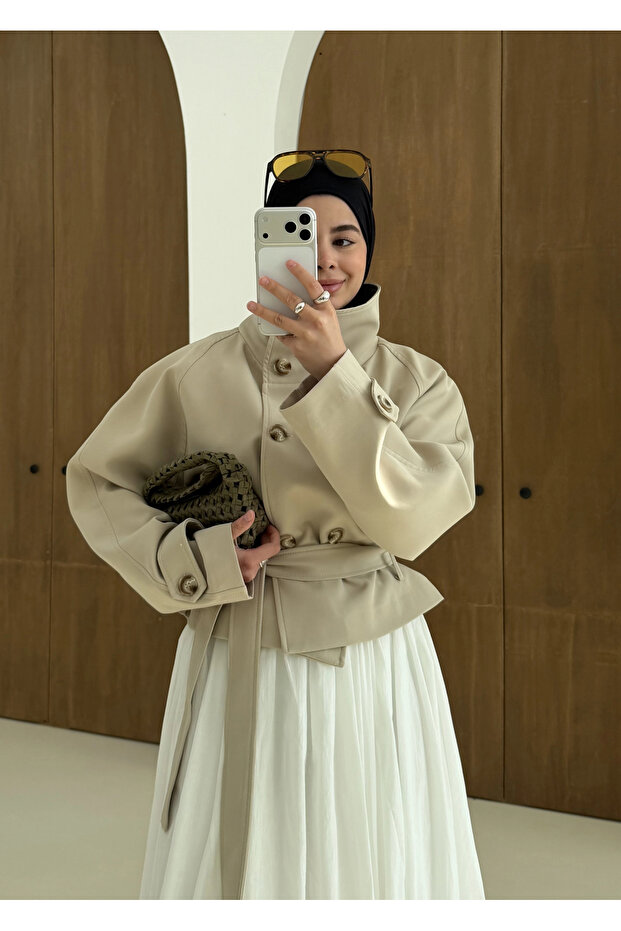 5013 HT DİK YAKA TRENÇ bej - 2