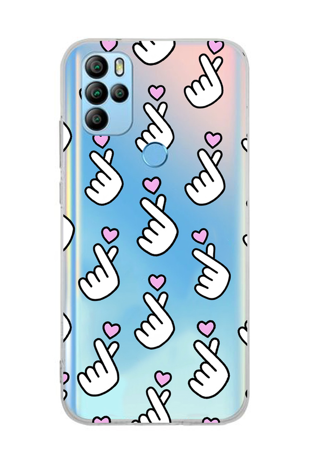 General Mobile Gm 21 Pro Compatible Finger Heart Pattern Transparent Phone Case