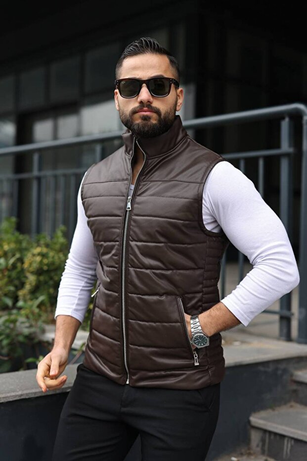 Basic Slim Fit Leather Vest - 2
