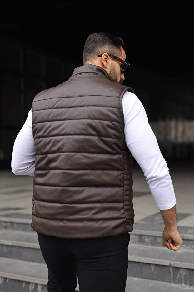 Basic Slim Fit Leather Vest - 4
