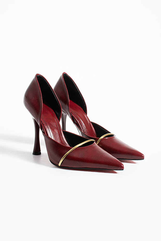 JADE Burgundy Gold Accessory Elegant Women's Stiletto – Pointed Toe Stiletto Heel