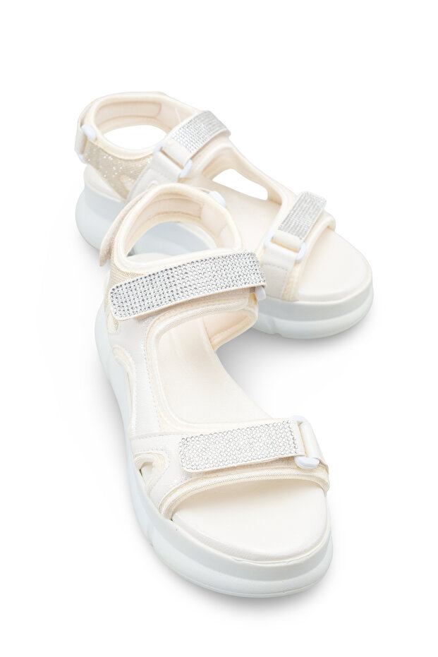 Flaraliaza White Women's Daily Orthopedic Sole Comfortable Lightweight Stylish Velcro Adjustable Buckle Sandals