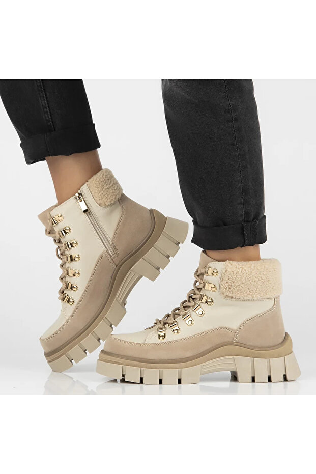 Ghete din piele naturală 6471 bej - 7