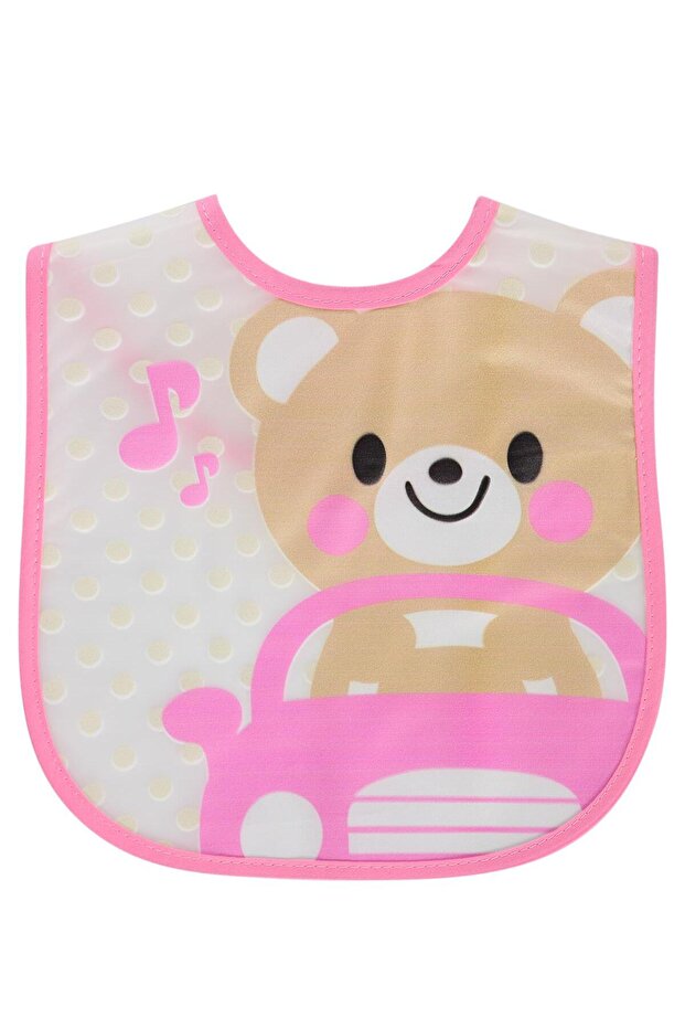 Sweet Bear Printed Baby Bib - Pink