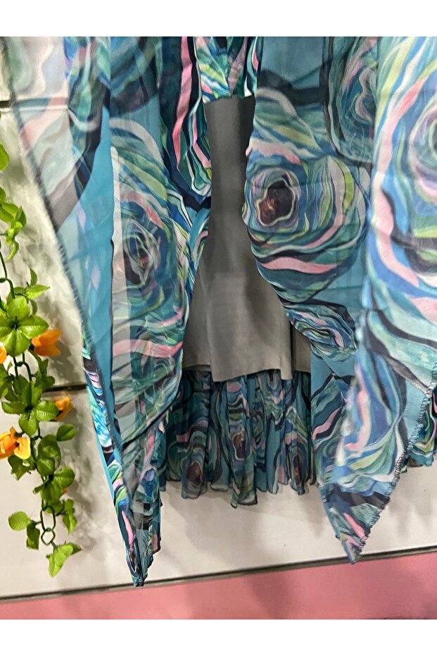 تنورة شيفون منقوشة مع بطانة - 4