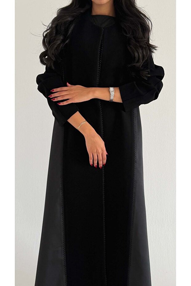 MWT1013 - Abaya with shiny fabric insert - 6