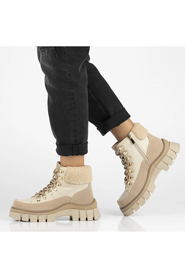 Ghete din piele naturală 6471 bej - 8