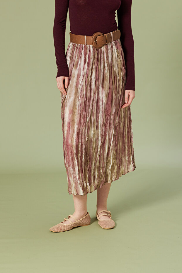 Patterned Belted Skirt - 3