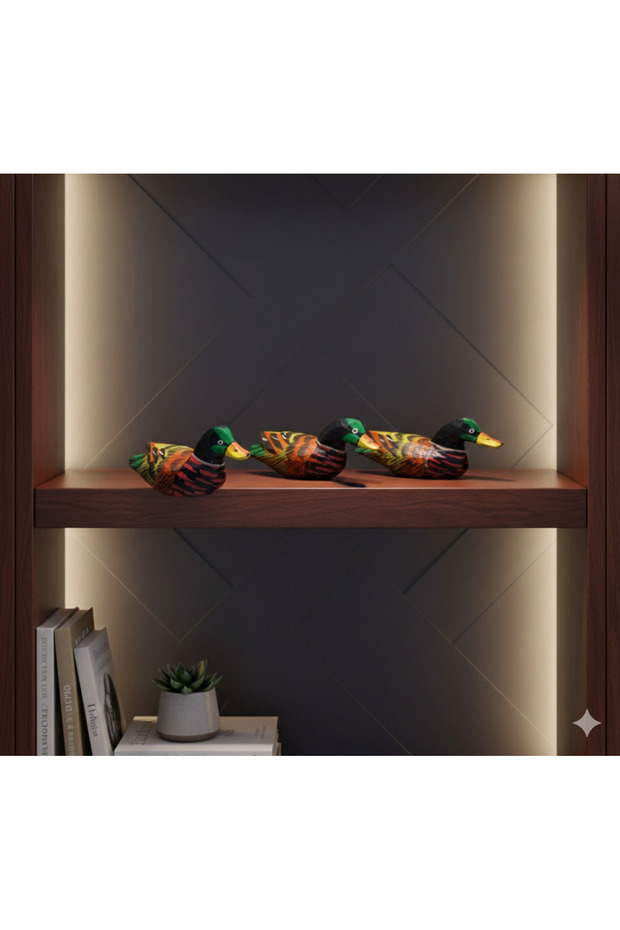 3 lü ahşap ördek set - 1
