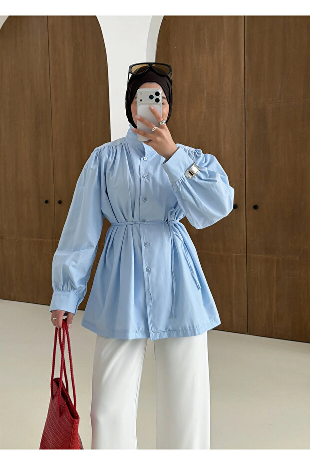 DİK YAKA GÖMLEK mavi - 3