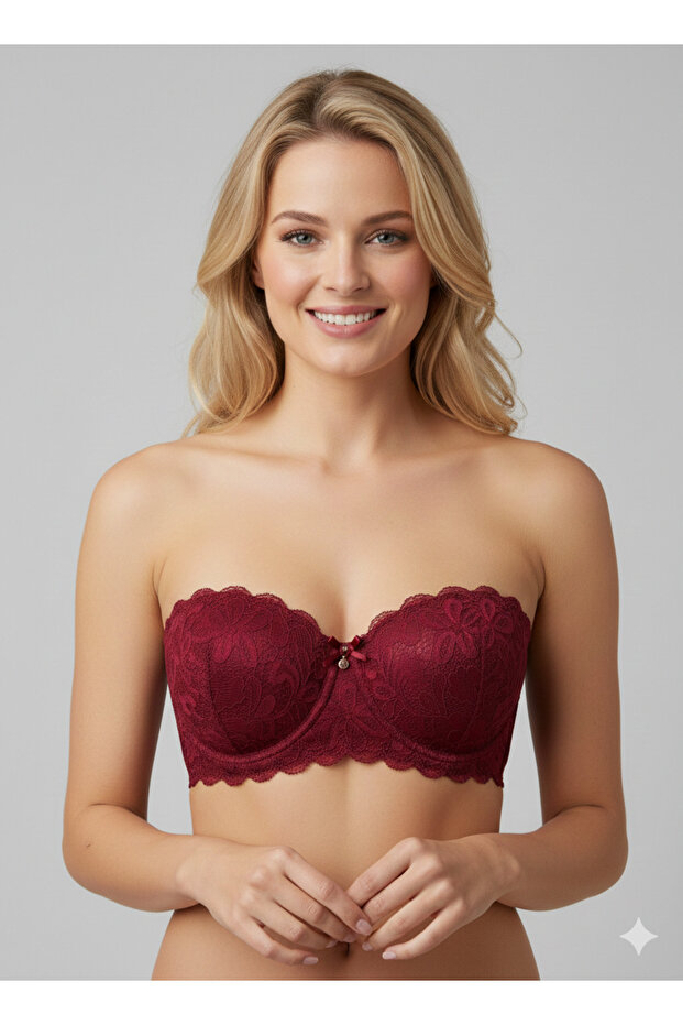 Women's V620361 Pisa Cap Underwire Supported Strapless Lace Bra