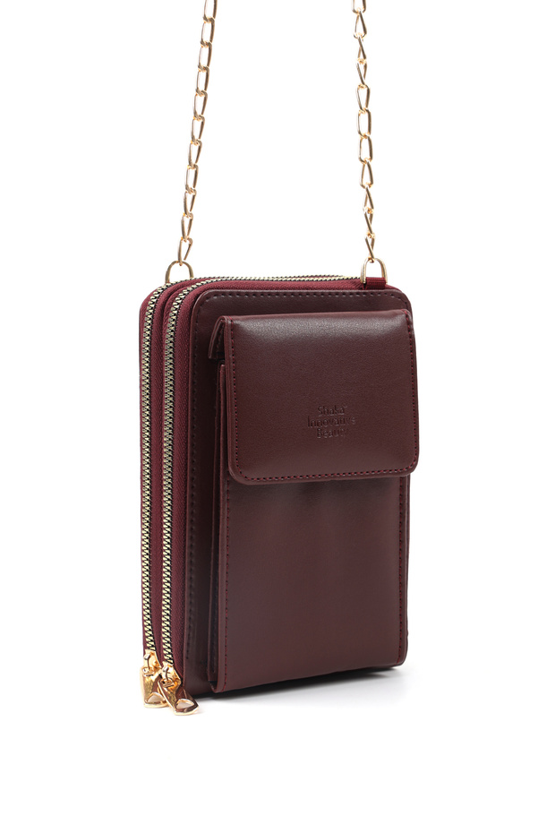 Bordo Shk312 Faux Leather 4 Compartments, Chain, Phone Holder and Shoulder Bag