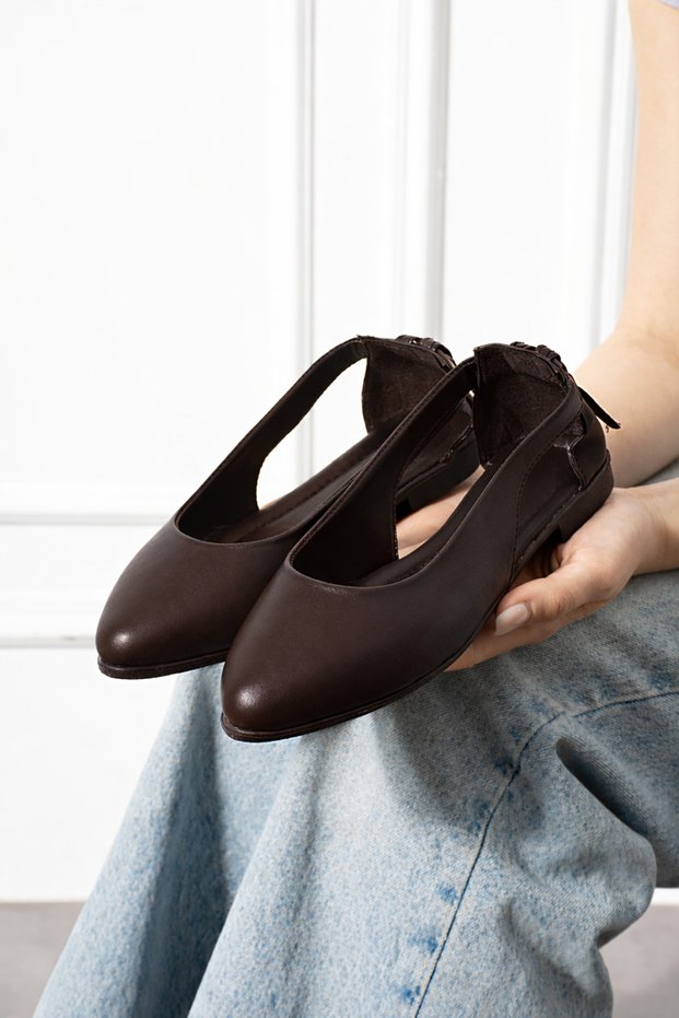 Women's Bow Detailed Ballerina Shoes - Mother's Shoes - Casual Shoes - Skin Ballerinas