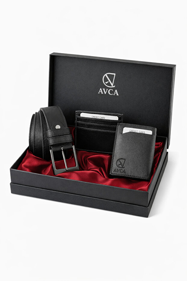 Men's Mechanical Wallet, Belt, Card Holder, Boxed Gift Set, Groom's Bundle, Father's Day Gift, Set of 3