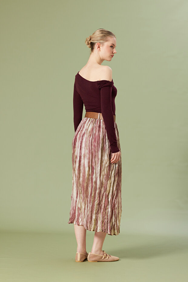 Patterned Belted Skirt - 4