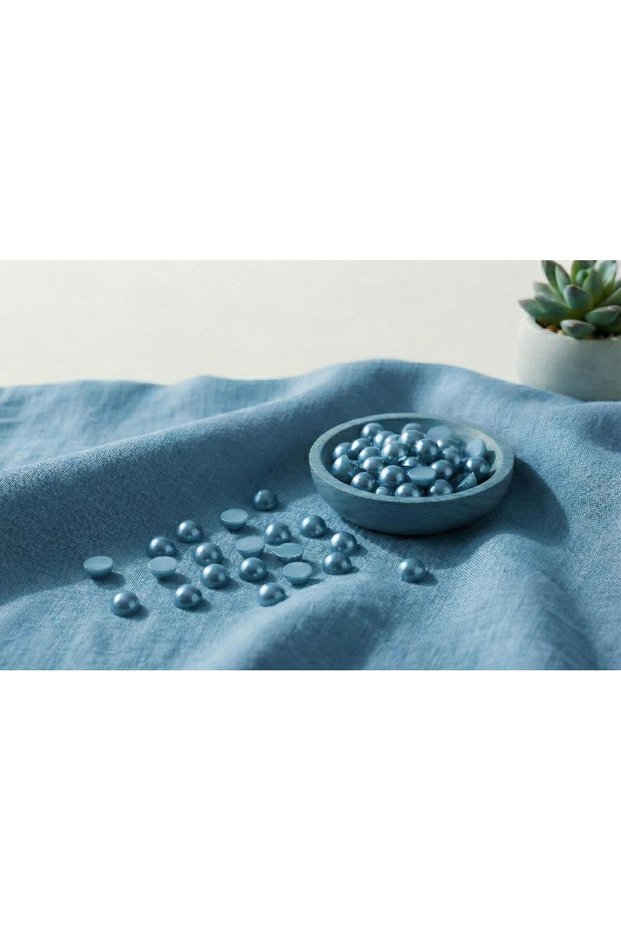 6mm Baby Blue Acrylic Half Pearl Beads - 100 Pieces Glue-On Decoration and Hobby Stone B:127
