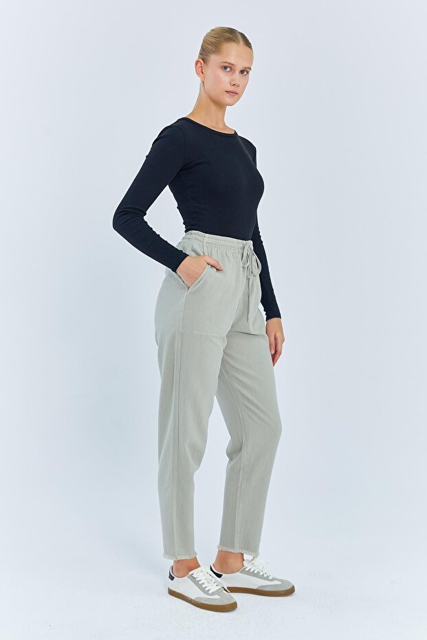 Mixray Cigarette Pants with Drawstring - 6