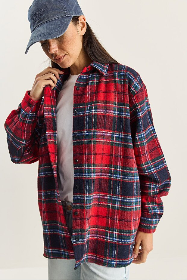 LUCCI oversized checked button Checked - 6
