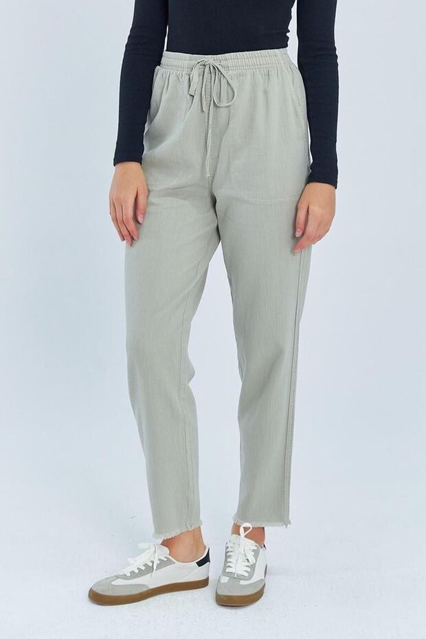 Mixray Cigarette Pants with Drawstring - 3