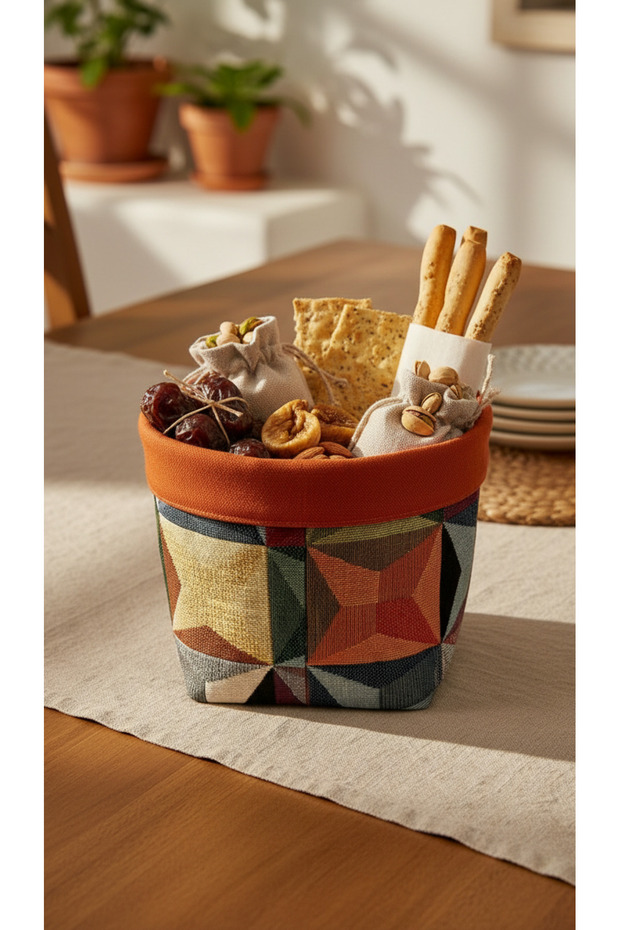 Palestinian Embroidery Fabric Storage Basket – Sewing Organizer & Multi-Purpose Storage Bin
