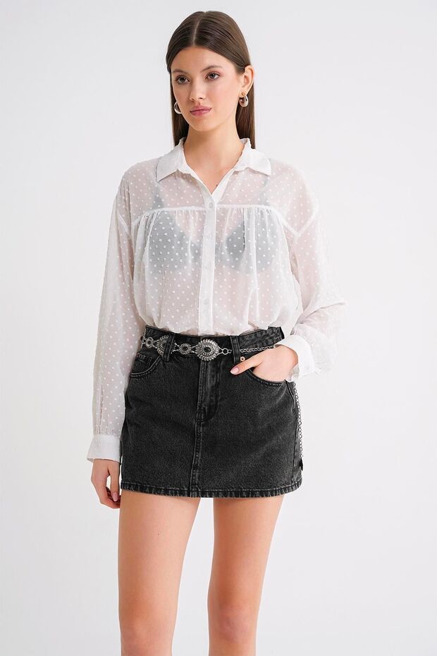 Mixray button transparent blouse - 1