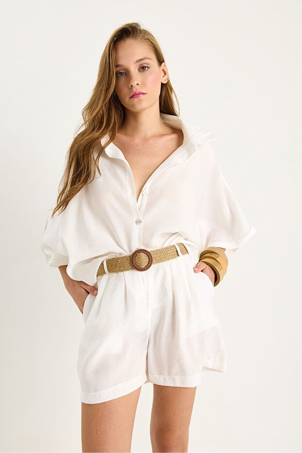 High-waisted button-up two-piece set - 5