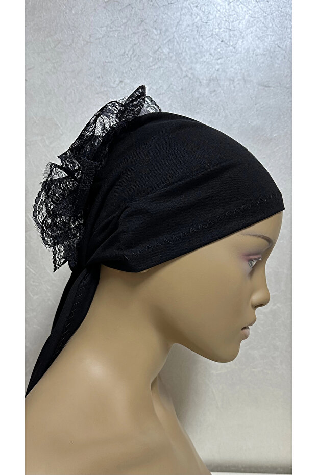 Dantelli Penye Bone - Siyah - 5
