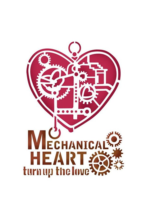 KSD285 MECHANICAL HEART STENCIL 20X15CM