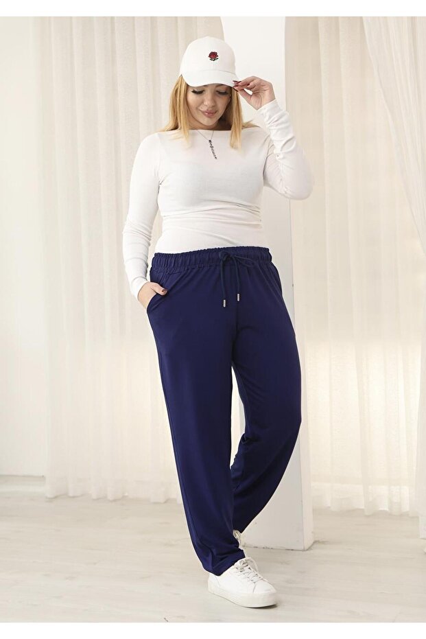 Plus Size Basic Sweatpants with Pockets - 1
