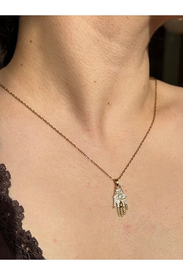 Çelik Hamsa Kolye - 2