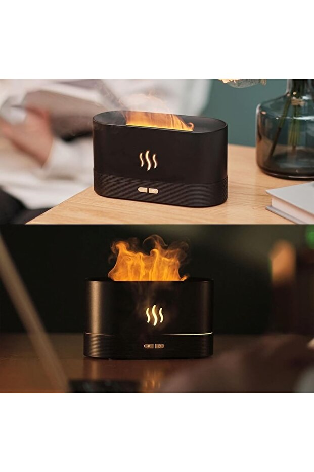 Flame Effect Aromatherapy Diffuser & Humidifier, 260ml, Black - 2